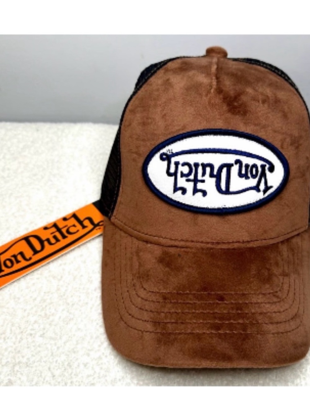 Von Dutch Velvet / Brown Suede-Look Trucker Hat. - Picture 4 of 7